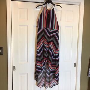 Maxi Dress Y2K Striped Asymmetrical Dress Sz XL Retro Coquette Feminine Indie